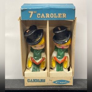 Capri Unused Vintage 7″ Caroler Boy Candles Japan‎ Original Box Christmas Decor
